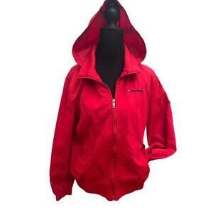 Tommy Hilfiger Red Hooded Zip Jacket Mesh Lined Women’s‎ Small